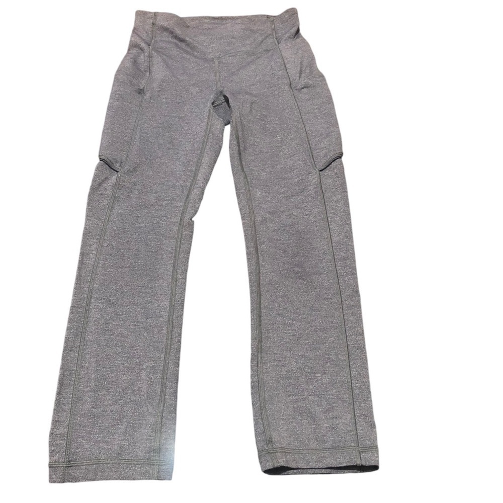 Lululemon Speed Up Crop Leggings Heathered Gray Black Luxtreme Pockets - Picture 3 of 4